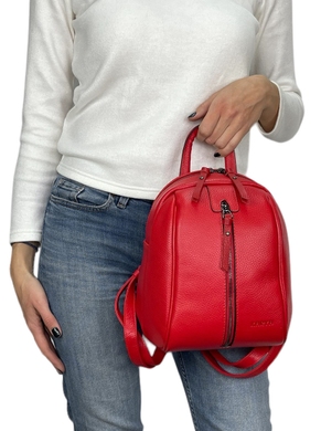 Кожаный рюкзак Karya на один отдел KR6023-46 красного цвета, Черный, Зернистая