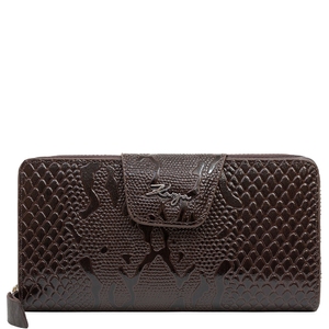 Жіночий гаманець з лакованої шкіри Karya 1186-015/39 темно-коричневий