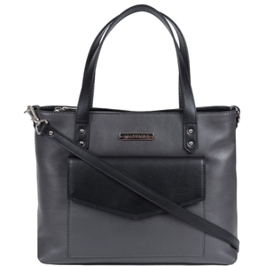 Женская сумка из натуральной итальянской кожи Mattioli 046-20C серая с черным , Серый с черным
