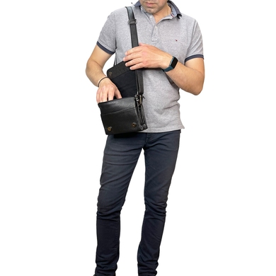 Чоловіча сумка з клапаном Karya із натуральної шкіри 0263-45 чорного кольору