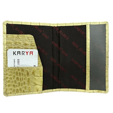 Шкіряна обкладинка на паспорт Karya KR092-568 гірчичного кольору, Гірчичний