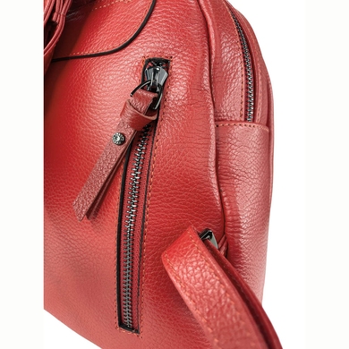 Кожаный рюкзак Karya на один отдел KR6023-46 красного цвета, Черный, Зернистая