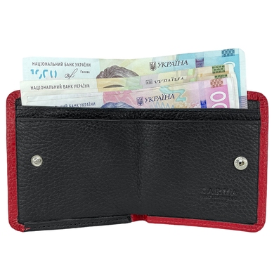 Малий гаманець Karya з натуральної шкіри 1106-46/45 червоний з чорним усередині