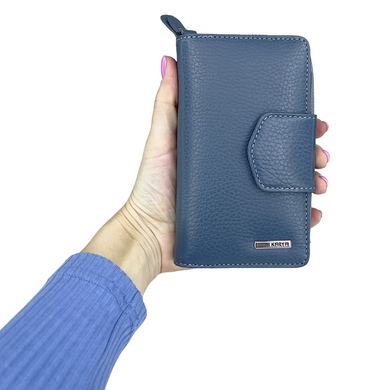 Шкіряний гаманець Karya на магніті середнього розміру KR1137-093 джинсовий
