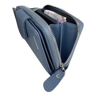 Шкіряний гаманець Karya на магніті середнього розміру KR1137-093 джинсовий