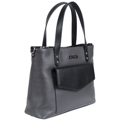 Жіноча сумка з натуральної італійської шкіри Mattioli 046-20C сіра з чорним, Сірий з чорним