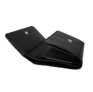 Кожаный средний кошелек Tergan из зернистой кожи TG5730 черного цвета