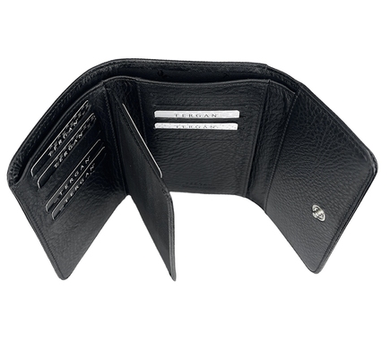 Кожаный средний кошелек Tergan из зернистой кожи TG5730 черного цвета