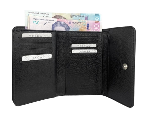 Шкіряний середній гаманець Tergan із зернистої шкіри TG5730 чорного кольору