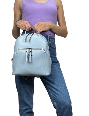Женский рюкзак на один отдел из натуральной кожи Karya 6008-101 голубого цвета, Голубой, Зернистая