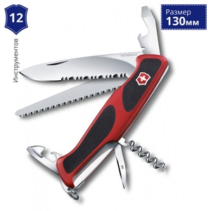 Большой складной нож Victorinox Ranger Grip 155 0.9563.WC (Красный с черным)