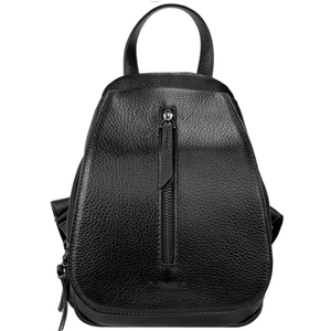 Шкіряний рюкзак Karya на два відділи KR6025-45 чорного кольору, Чорний, Зерниста