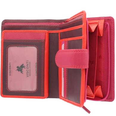 Женский кошелек из натуральной кожи с RFID Visconti Rainbow Fiji RB51 Plum Multi