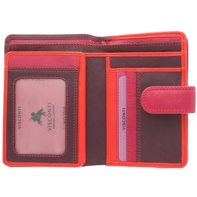 Женский кошелек из натуральной кожи с RFID Visconti Rainbow Fiji RB51 Plum Multi
