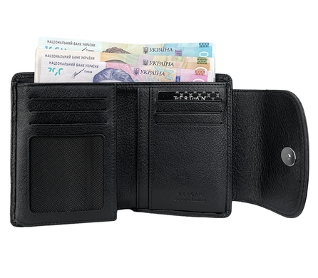 Шкіряний середній гаманець Tergan із зернистої шкіри TG5714 чорного кольору