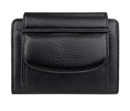 Кожаный средний кошелек Tergan из зернистой кожи TG5714 черного цвета