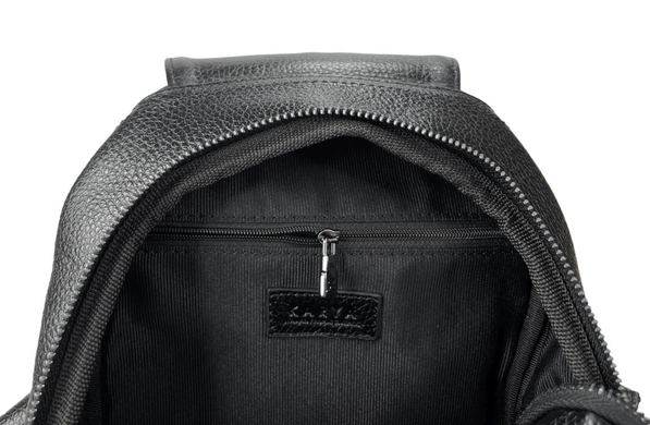 Шкіряний рюкзак Karya на два відділи KR6025-45 чорного кольору, Чорний, Зерниста