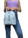 Жіночий рюкзак на один відділ з натуральної шкіри Karya 6008-101 блакитного кольору, Блакитний, Зерниста