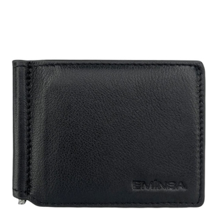 Кожаное портмоне на магните Eminsa с зажимом для денег ES1075-12-1 черное, Черный
