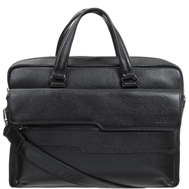 Мужская сумка-портфель Bond NON из натуральной телячьей кожи 1411-281 черная