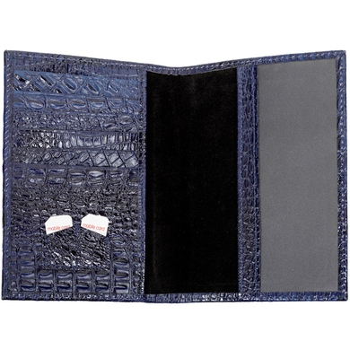 Обкладинка на паспорт з натуральної шкіри Karya 094-504-1 темно-синього кольору, Темно-синій