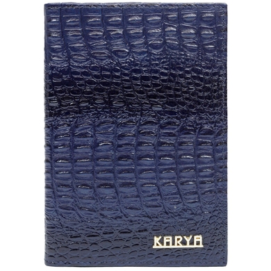 Обложка на паспорт из натуральной кожи Karya 094-504-1 темно-синего цвета, Темно-синий
