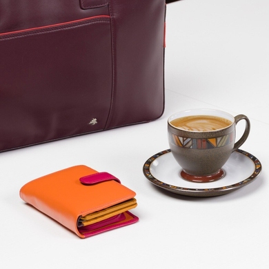 Жіночий гаманець з натуральної шкіри з RFID Visconti Rainbow Fiji RB51 Orange Multi