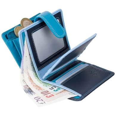 Жіночий гаманець з натуральної шкіри з RFID Visconti Rainbow Bali RB40 Blue Multi