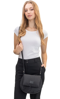 Женская текстильная сумка Vanessa Scani с натуральной кожей V015 черная, Черный