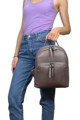 Жіночий рюкзак на один відділ з натуральної шкіри Karya 6008-51 кольору таупе, Бежевий, Зерниста