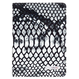 Обкладинка на паспорт з натуральної шкіри Karya 092-105 чорно-білого кольору, Чорний з білим