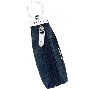 Кожаная ключница Karya на молнии с кольцом для ключей KR446-44 синего цвета