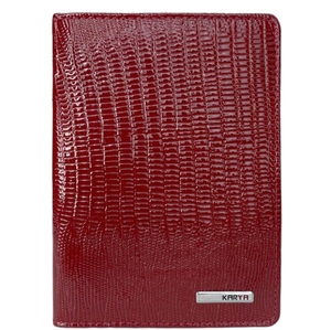 Шкіряна обкладинка на паспорт Karya з кишенею для картки KR092-074 червона, Червоний