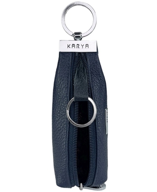 Кожаная ключница Karya на молнии с кольцом для ключей KR446-44 синего цвета