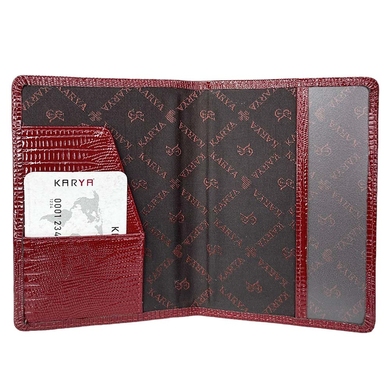 Кожаная обложка на паспорт Karya с карманом для карты KR092-074 красная, Красный