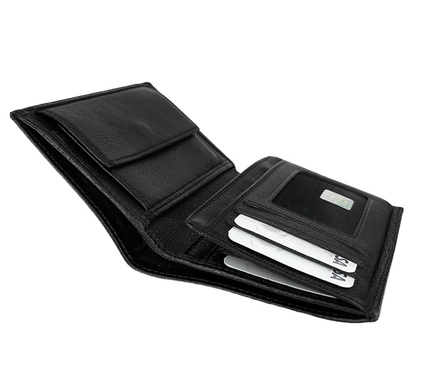 Кожаное портмоне Eminsa с откидными карманами ES1092-12-1 черного цвета, Черный