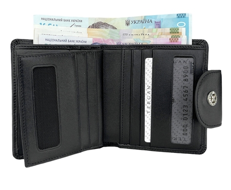 Кожаный малый кошелек Tergan из гладкой кожи TG5674 черного цвета