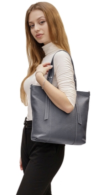 Жіноча сумка з натуральної дрібнозернистої шкіри Karya 2276-081 сірого кольору, Сірий