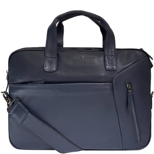 Мужская деловая сумка The Bond из натуральной кожи 1133-49 темно-синего цвета