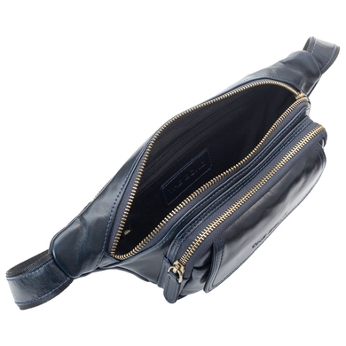 Поясная сумка из натуральной телячьей кожи The Bond 1403-49 темно-синего цвета, Темно-синий