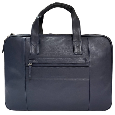 Чоловіча ділова сумка The Bond з натуральної шкіри 1133-49 темно-синього кольору