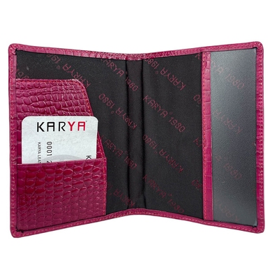 Шкіряна обкладинка на паспорт Karya KR092-507-2 малинового кольору, Малиновий