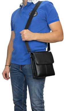 Чоловіча сумка Karya 0811-45 з натуральної шкіри чорного кольору