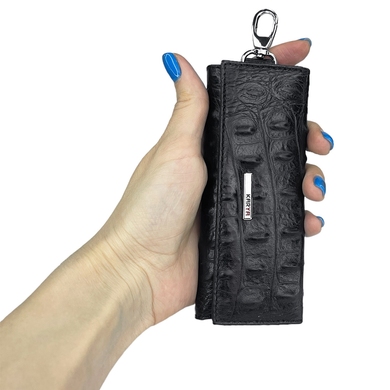Шкіряна ключниця Karya з карабінами для ключів KR402-522 чорного кольору
