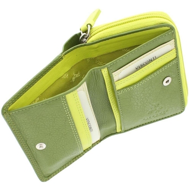 Жіночий гаманець з натуральної шкіри з RFID Visconti Rainbow Hawaii RB53 Lime Multi
