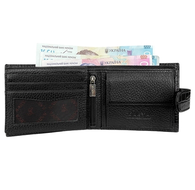 Портмоне мужское Karya с откидным карманом KR0980-53 черного цвета, Черный