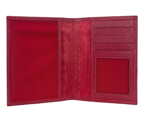 Кожаная обложка на паспорт Eminsa с карманами для карт ES1523-18-5 красная, Красный