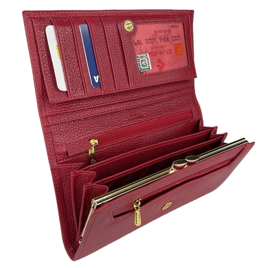 Кожаный кошелек Eminsa с монетницей на "поцелуйчике" ES2009-18-5 красный