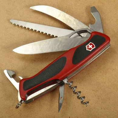 Большой складной нож Victorinox Ranger Grip 57 Hunter One Hand 0.9583.MC (Красный с черным)