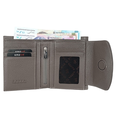 Жіночий шкіряний гаманець Karya на магніті KR1206-51 кольору таупе